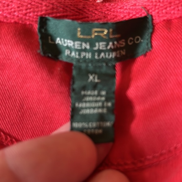 RALPH LAUREN Jeans Company Size XL 
Buttonfront Hoodie 100% Cotton Striped VNeck - Picture 11 of 14